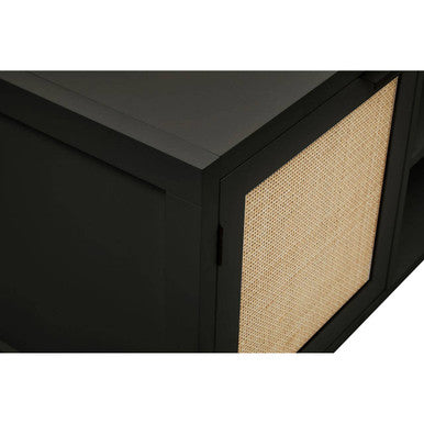 Black Wood and Rattan Media Unit | Sherman