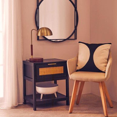 Sherman Black and Natural Bedside Table