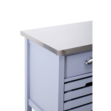 Grey Kitchen Trolley with Stainless Steel Top, Frankfurt