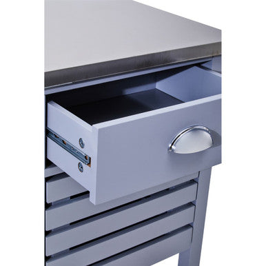 Grey Kitchen Trolley with Stainless Steel Top, Frankfurt