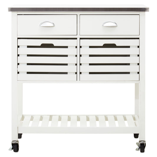 Cream Kitchen Trolley with Drawers and Rack | Frankfurt