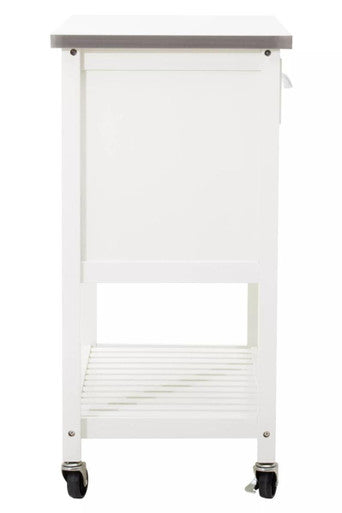 Cream Kitchen Trolley with Drawers and Rack, Frankfurt