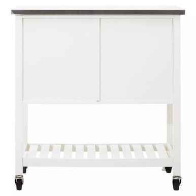 Cream Kitchen Trolley with Drawers and Rack, Frankfurt