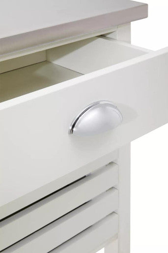 Cream Kitchen Trolley with Drawers and Rack, Frankfurt