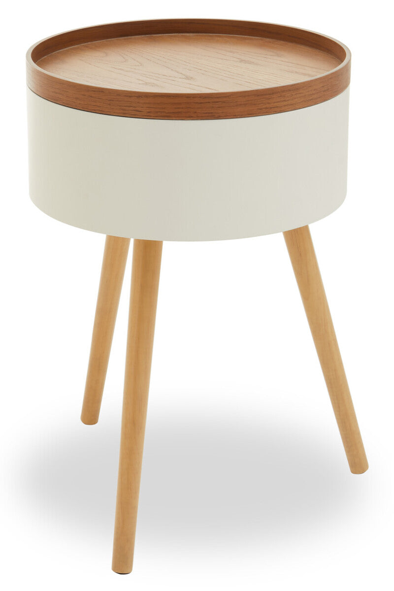 White Storage Round Side Table | Viborg