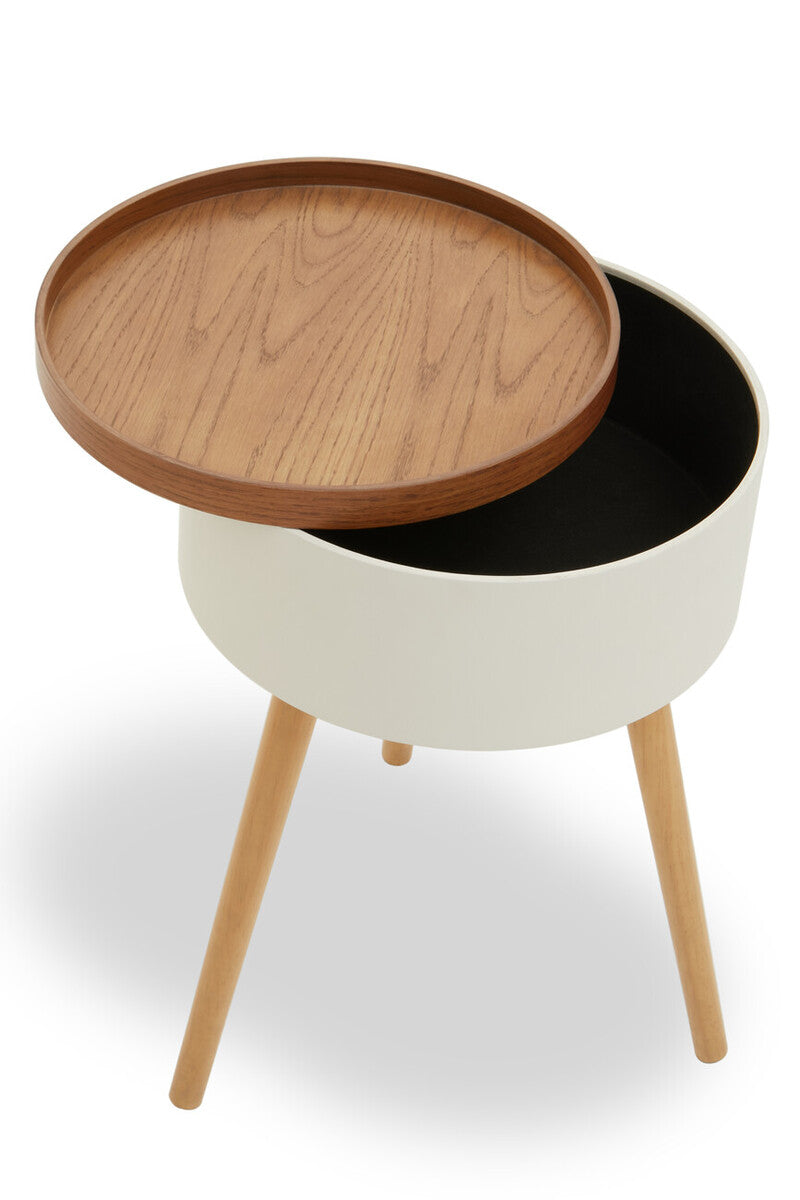 White Storage Round Side Table | Viborg