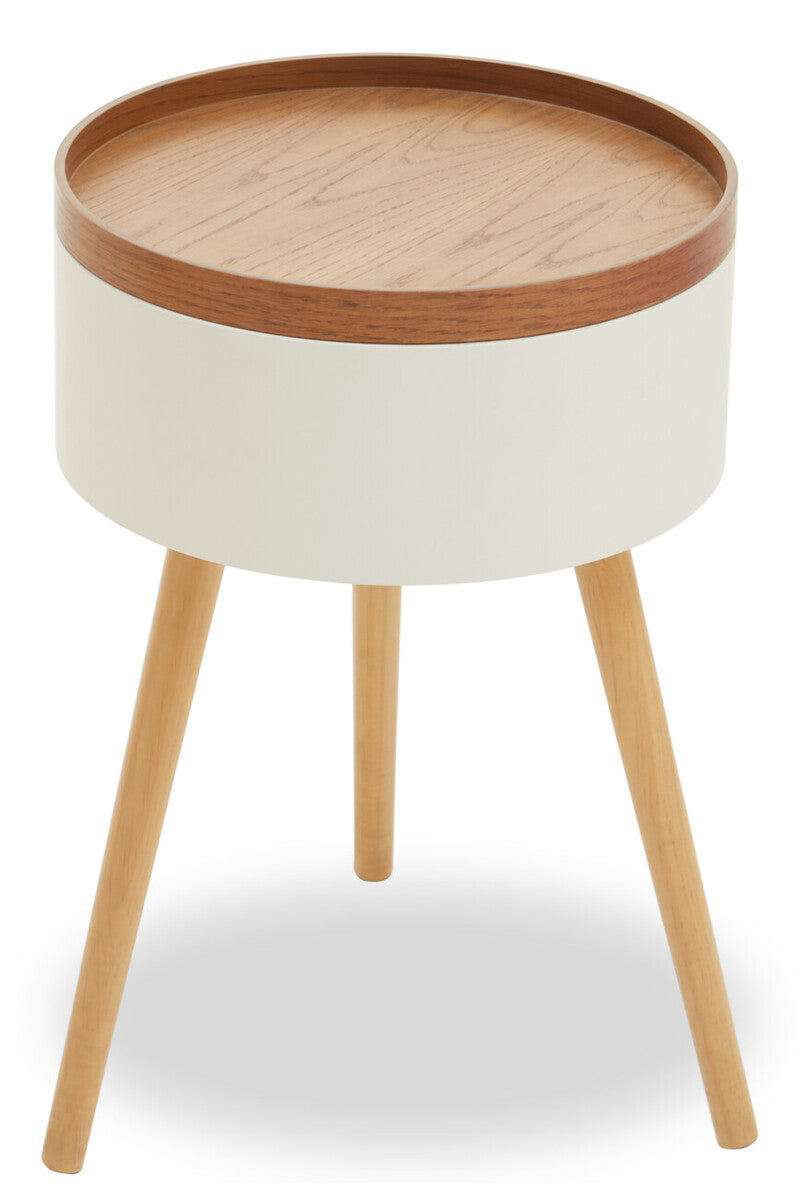 White Storage Round Side Table | Viborg
