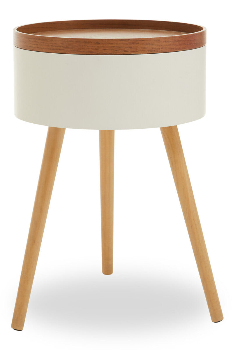 White Storage Round Side Table | Viborg