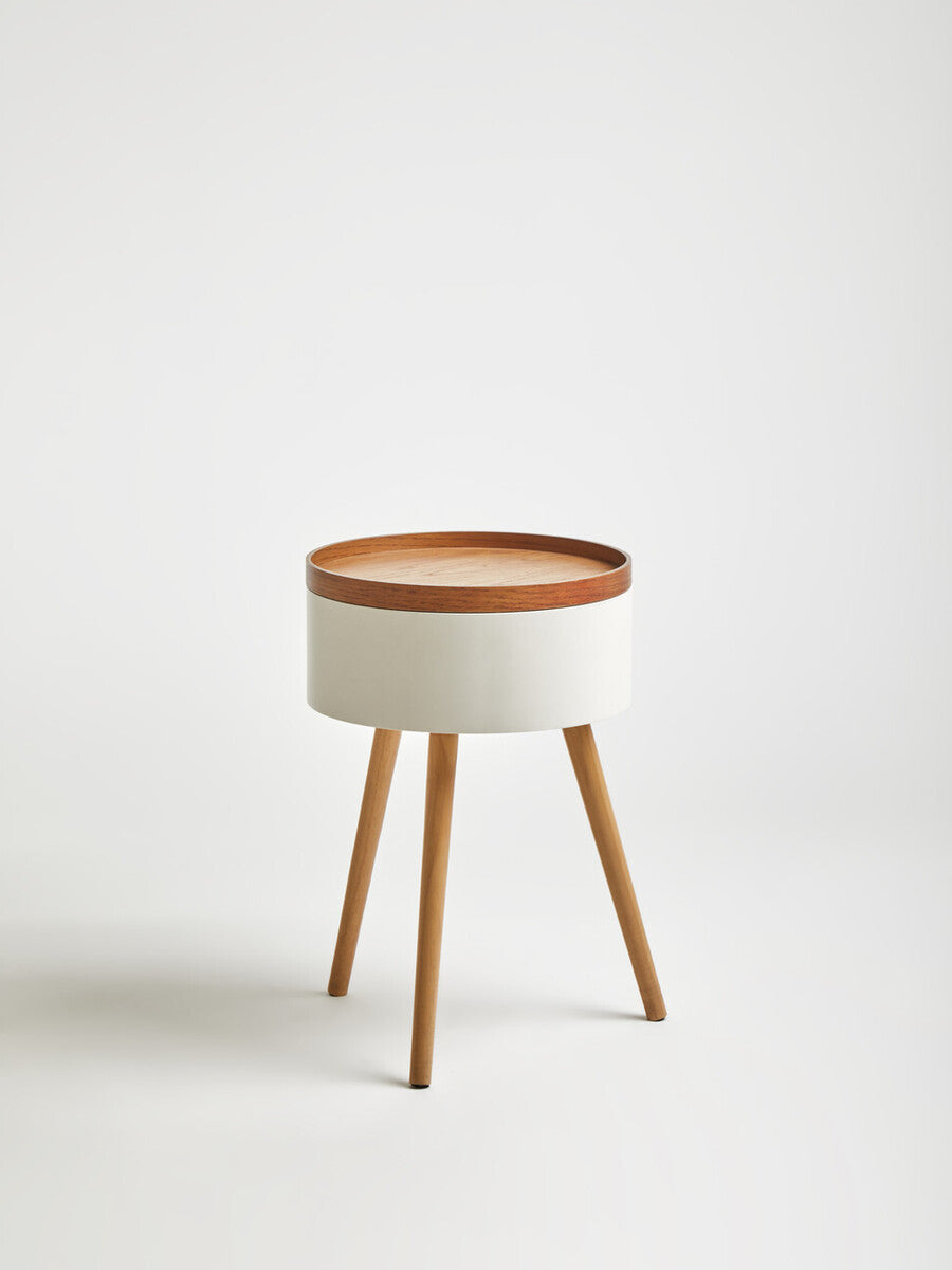White Storage Round Side Table | Viborg