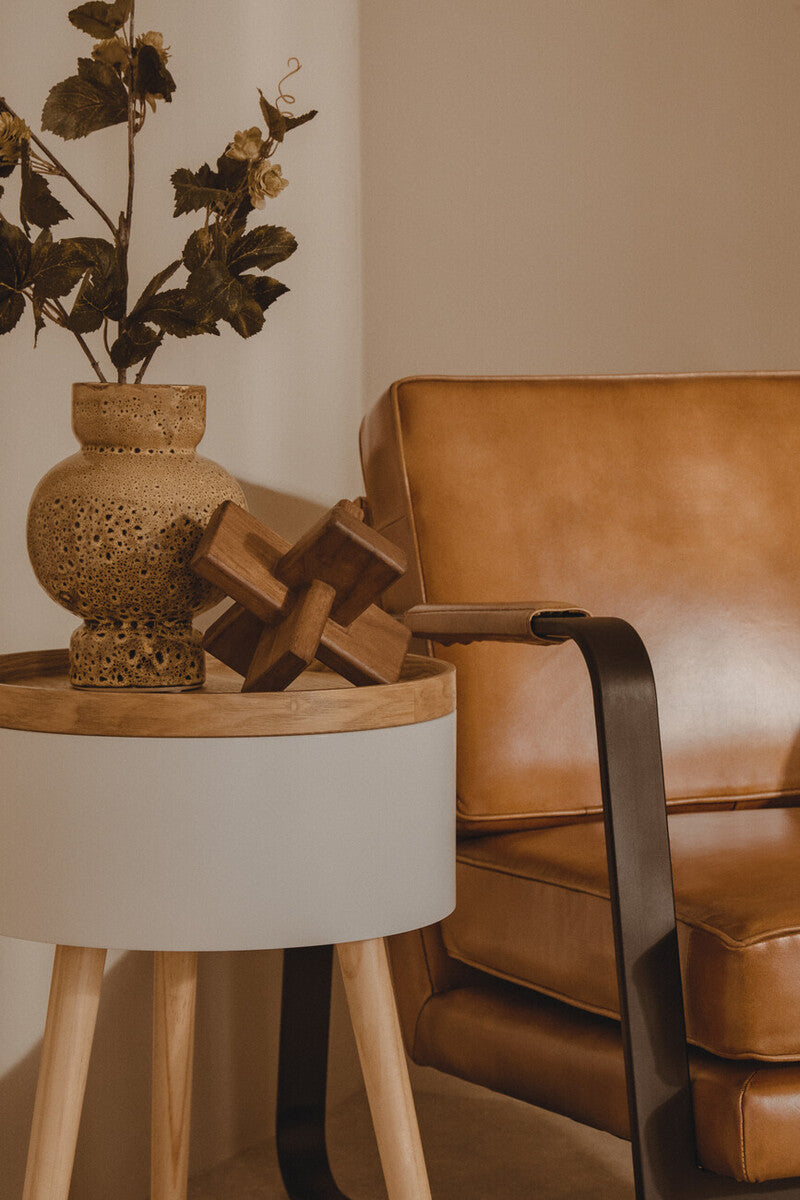 White Storage Round Side Table | Viborg