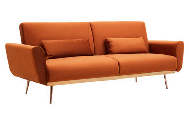 Burnt Orange Velvet Sofa Bed, Hatton