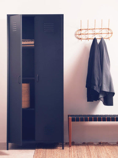 Academy Black Two Door Locker Style Wardrobe