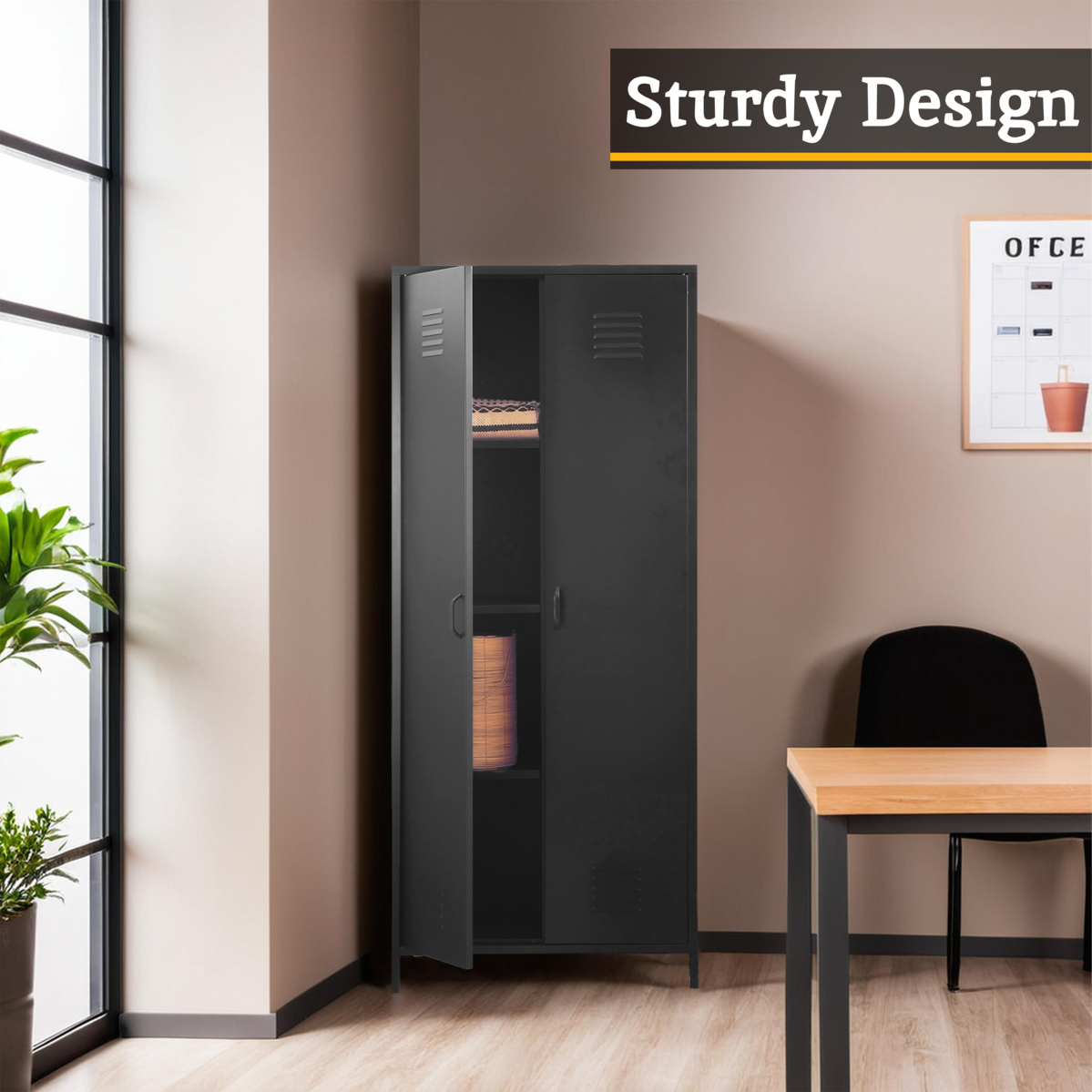 Black Two Door Locker Style Wardrobe | Academy