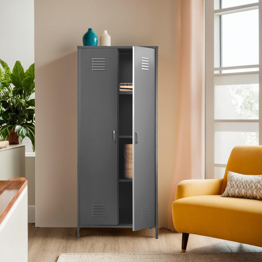 Academy Grey Two Door Locker Style Wardrobe