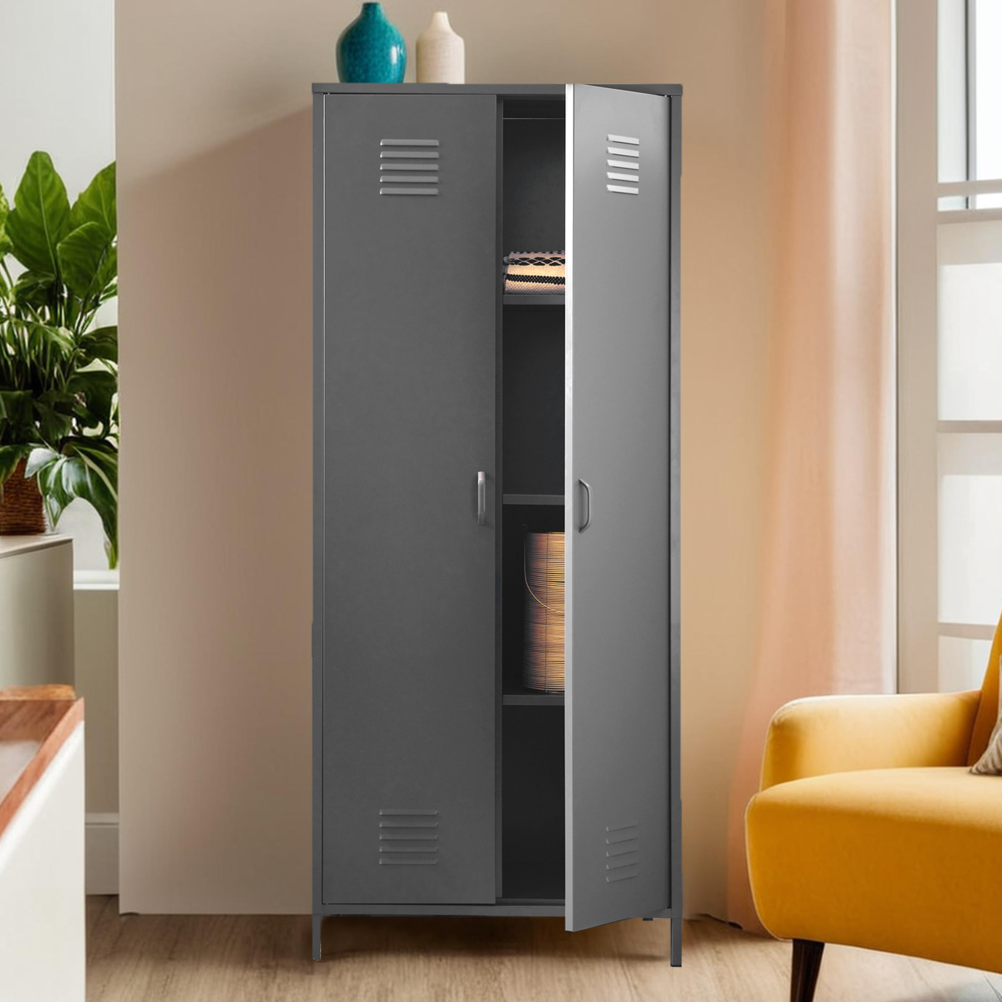 Grey Two Door Locker Style Wardrobe | Academy