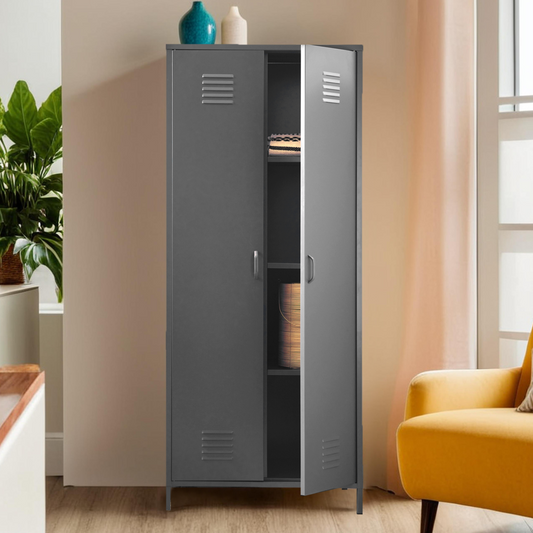 Grey Two Door Locker Style Wardrobe | Academy
