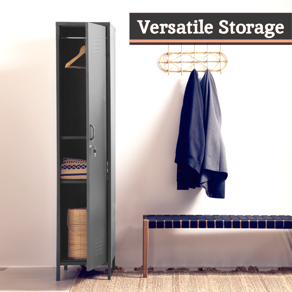 Academy One Door Grey Metal Locker