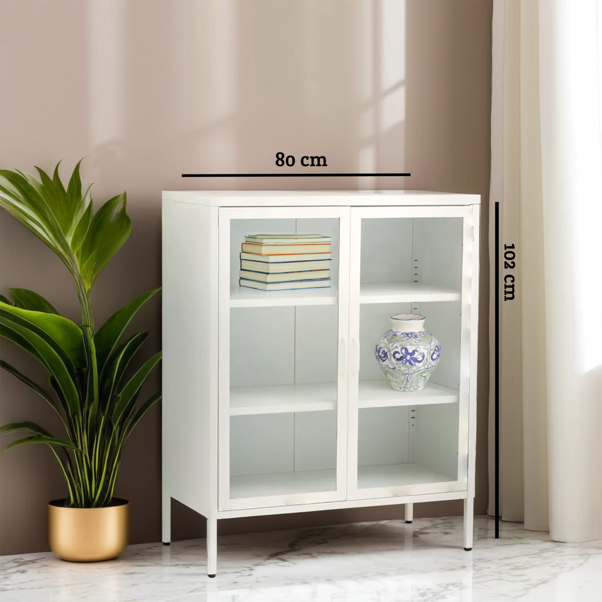Acier Two Door White Cabinet