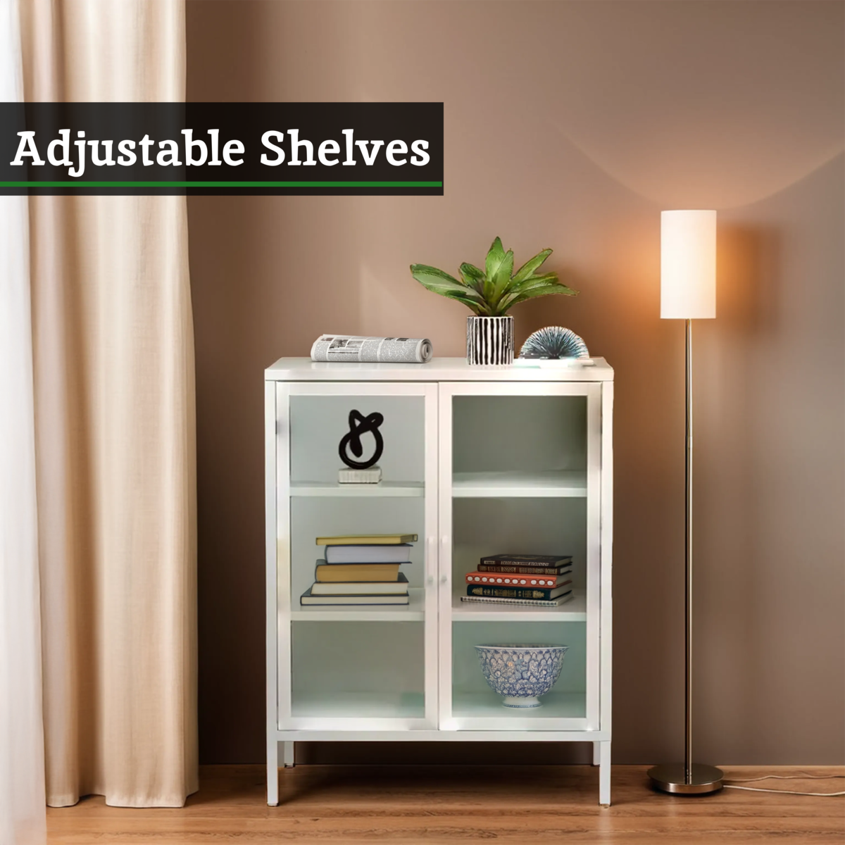 Acier Two Door White Cabinet