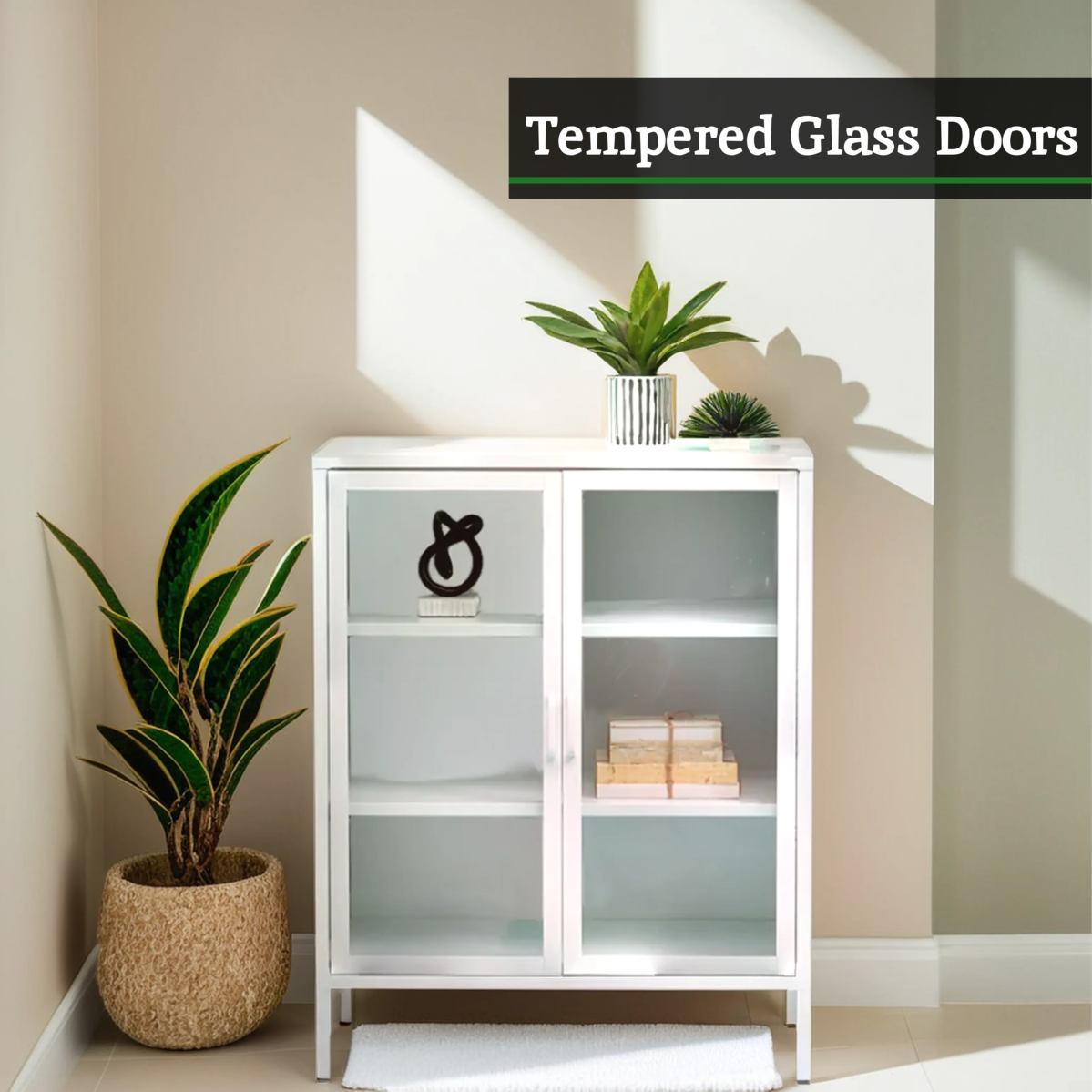 Acier Two Door White Cabinet