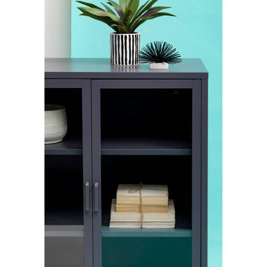 Acier Two Door Grey Metal Cabinet