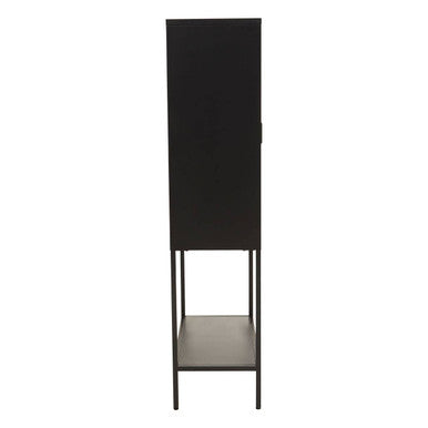 Acier Two Door Black Metal Cabinet with Glass Doors