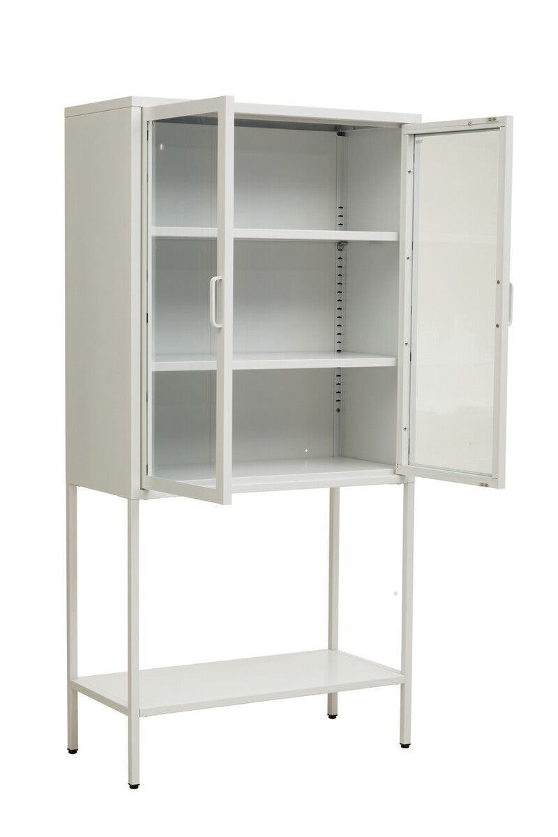 Acier Two Door White Metal Cabinet