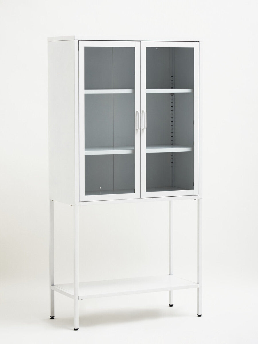 Acier Two Door White Metal Cabinet