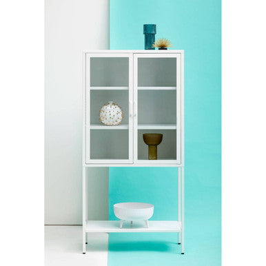 Acier Two Door White Metal Cabinet