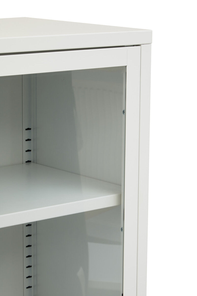 Acier Two Door White Metal Cabinet