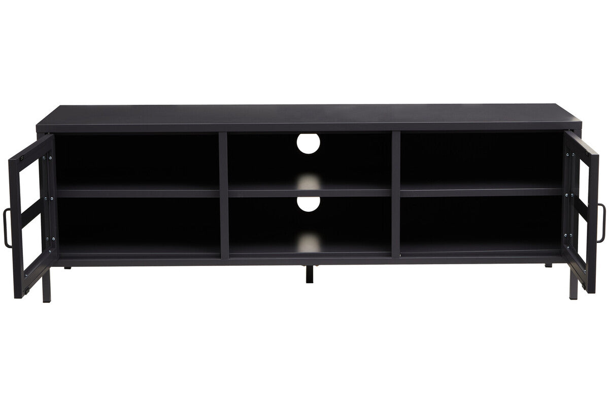 Two Door Black Metal Media Unit | Acier