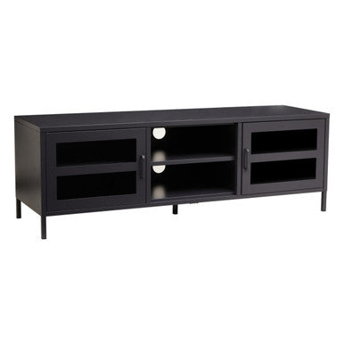 Acier Two Door Black Metal Media Unit