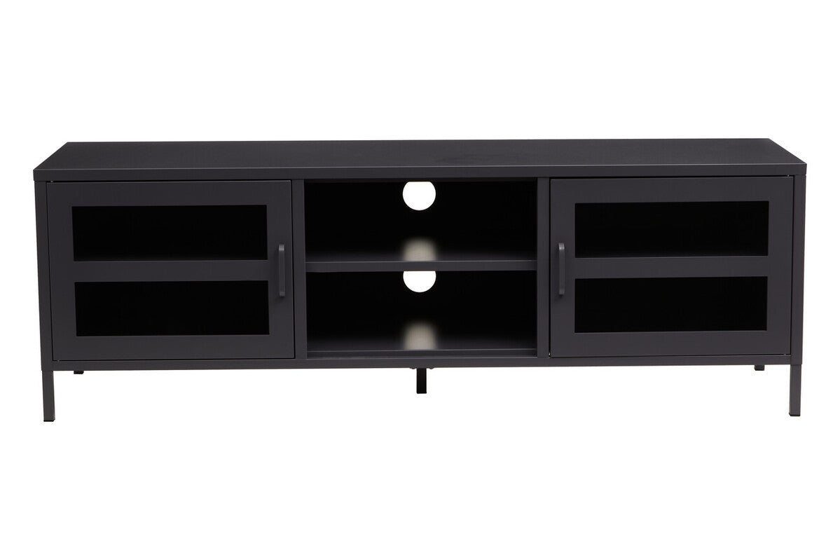 Two Door Black Metal Media Unit | Acier