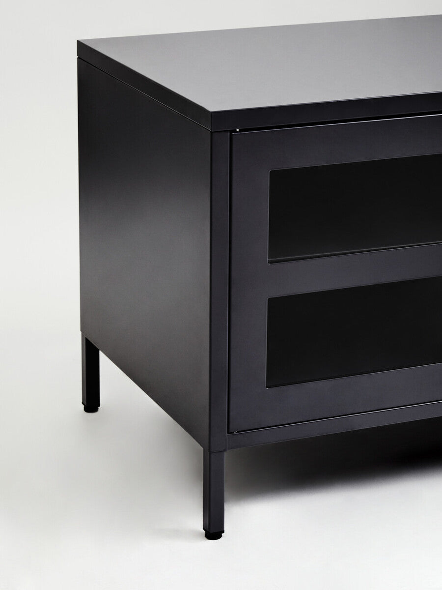 Two Door Black Metal Media Unit | Acier
