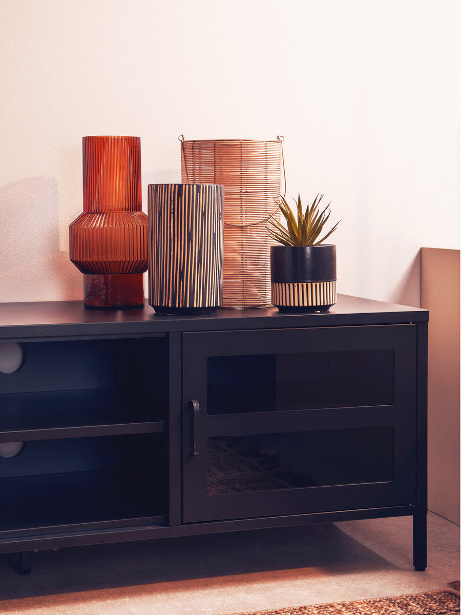 Two Door Black Metal Media Unit | Acier