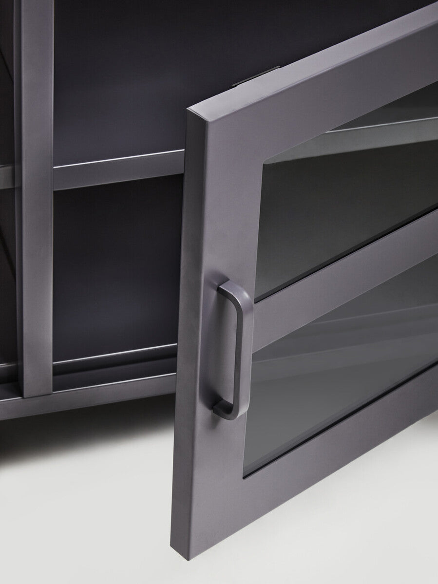 Acier Two Door Grey Metal Media Unit