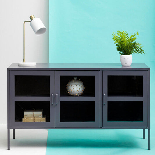 Acier Three Door Grey Metal Sideboard