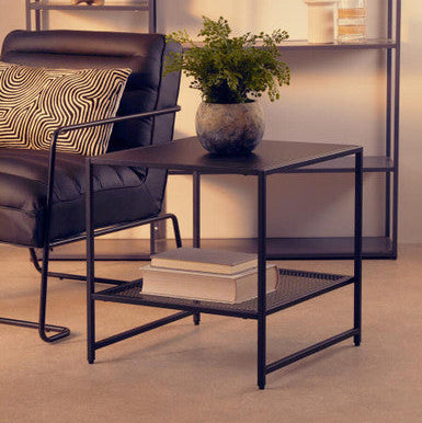 Acero Black Metal Square Side Table