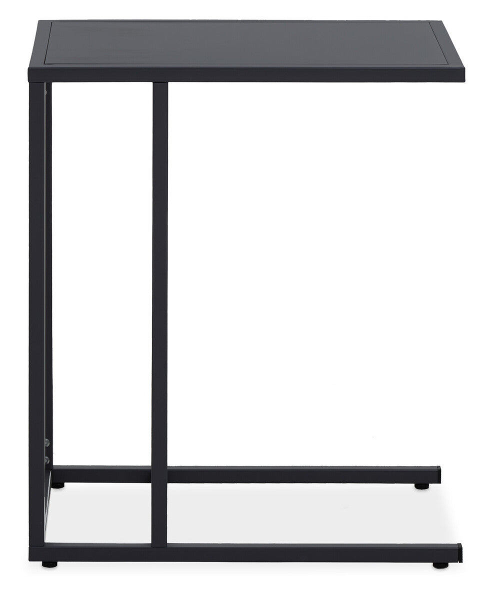 Black Powder Coated Metal Side Table with C-Shaped Design, Acero | Acero