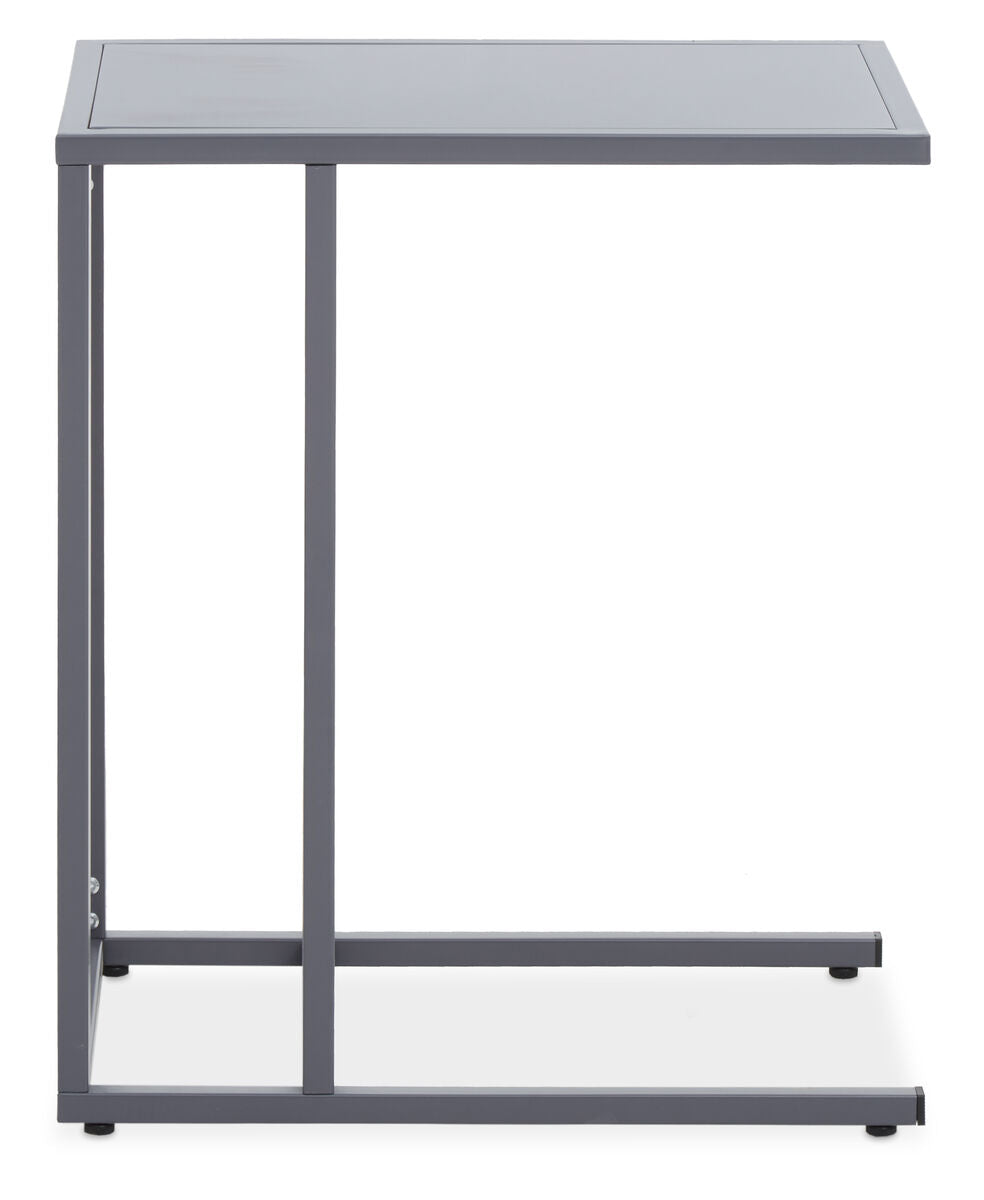 Grey Powder Coated Metal Side Table with C-Shaped Design, Acero | Acero