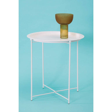 Acero Round White Side Table