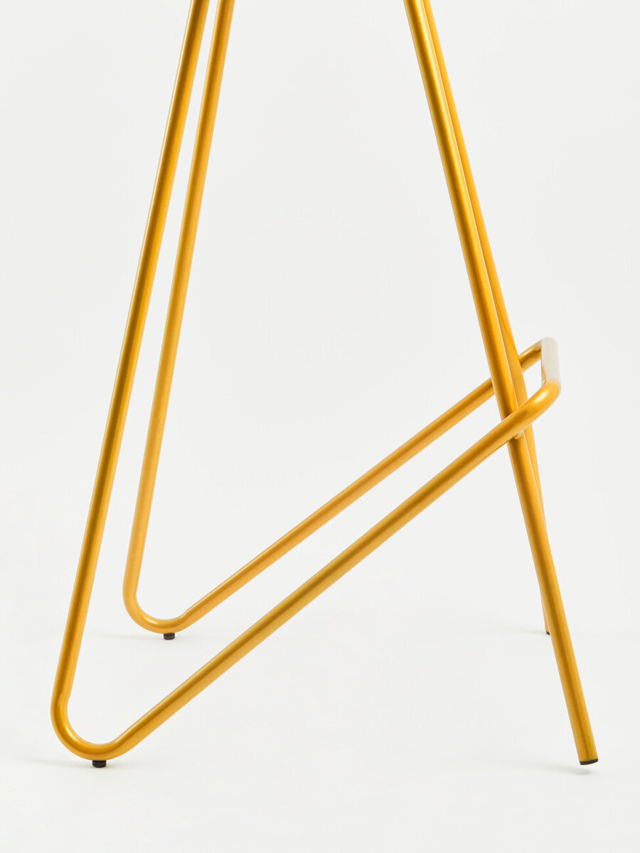 District Elm Wood Bar Stool With Metal Legs