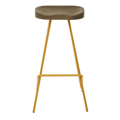 Elm Wood Bar Stool with Metal Legs | District