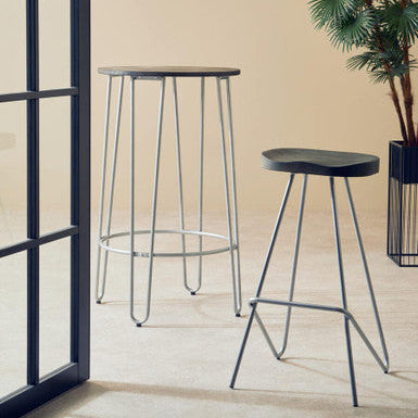 District Silver Metal Frame Bar Stool