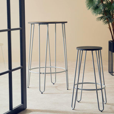 District Grey Finish Metal Frame Bar Stool