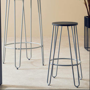 District Grey Finish Metal Frame Bar Stool