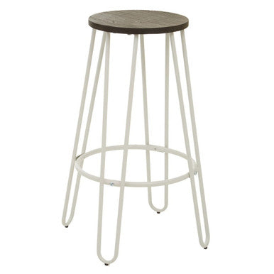 District White Finish Metal Frame Bar Stool
