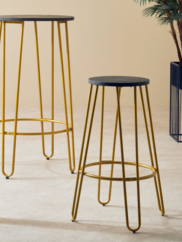 District Gold Finish Metal Frame Bar Stool