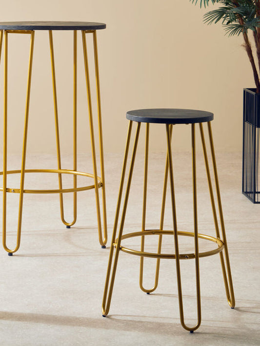 District Gold Finish Metal Frame Bar Stool