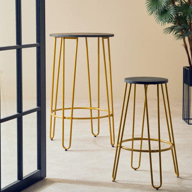 District Gold Finish Metal Frame Bar Stool